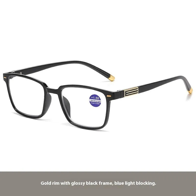 Multifocal reading glasses with anti blue light and colour-changing lenses in various frame colours