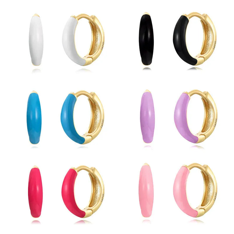 Geometric U-shaped oval earrings with colour epoxy finish in seven colour options