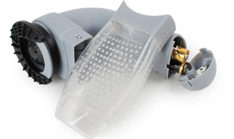 Grey portable pet hair vacuum cleaner with massage brush for dog and cat grooming