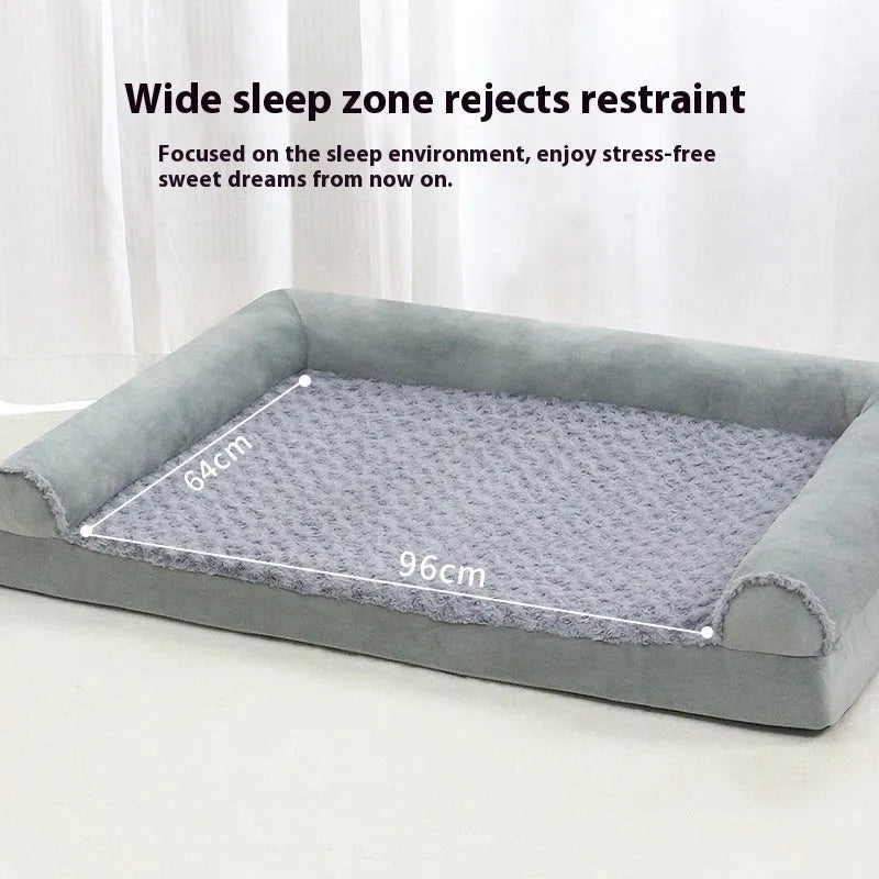 Grey cloth dog kennel with a removable roof, shown in three sizes for medium to large breeds.