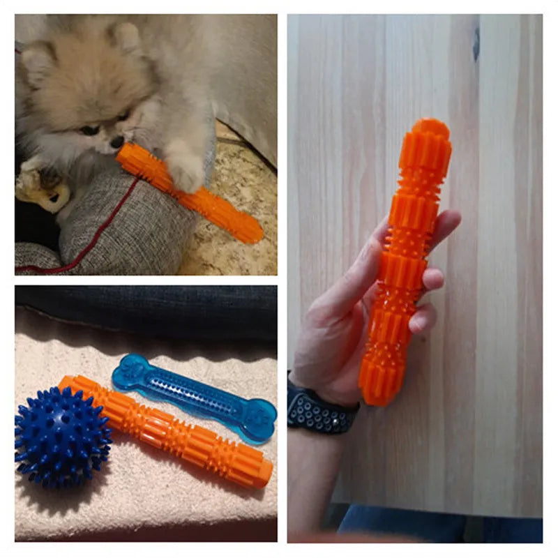 Green and orange durable rubber dog chew toy with treat dispenser for aggressive chewers