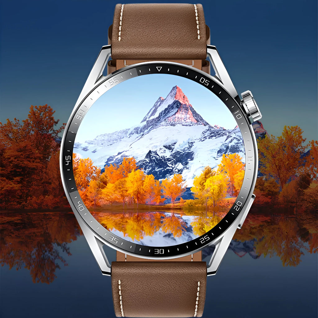 GS3 Max smartwatch with black silicone strap on a wrist, showing its 1.35-inch IPS touchscreen display.