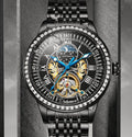 Waterproof mechanical watch with metal case and stainless steel strap with butterfly buckle