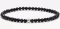 Unisex fine Obsidian Agate Blue San bracelet with electroplated finish and cut surface beads.