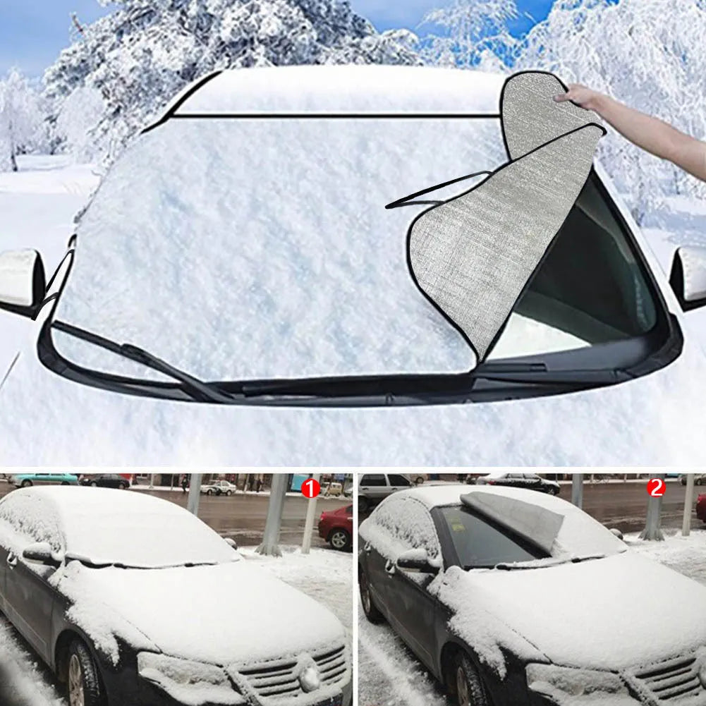 Car front gear snow protection cover with aluminium foil fabric and lanyard installation, size Dog 130 70