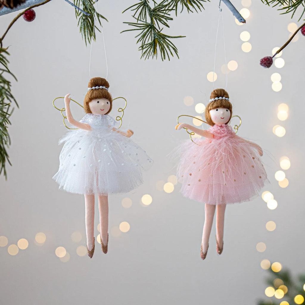 Pink and white ballet girl angel plush doll decorative toy