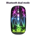 Dual-mode wireless Bluetooth mouse in star black colour with metal scrolling wheel and USB charging cable.