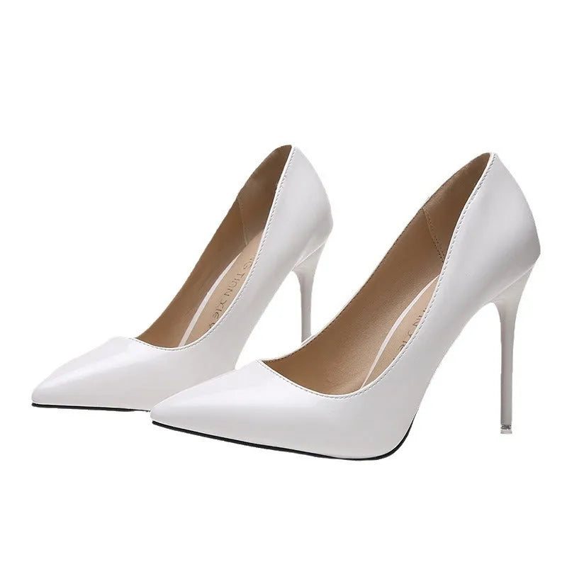 Women's pointed toe stiletto heel pumps with super high 8cm+ heel in six solid colours