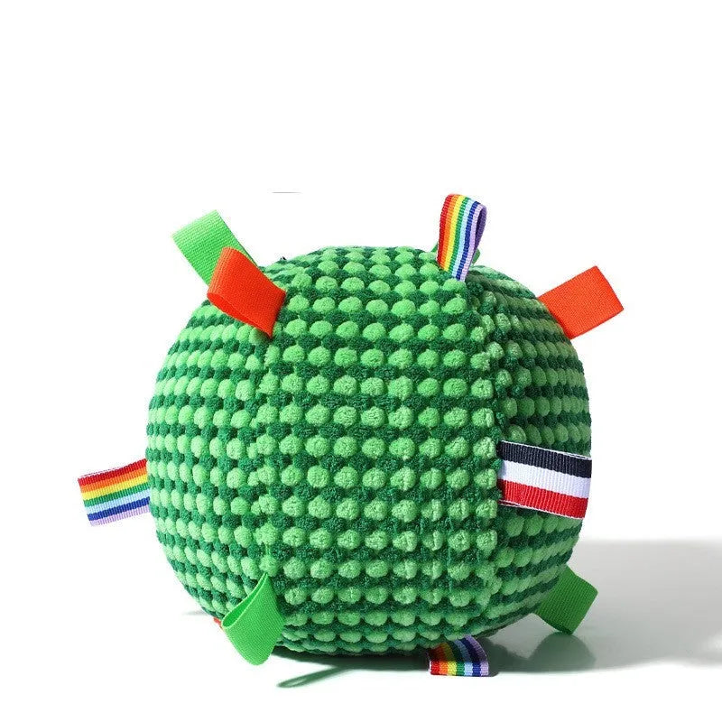 Blue pineapple lattice dog vocal ball toy with rolling ring design measuring 17cm in diameter