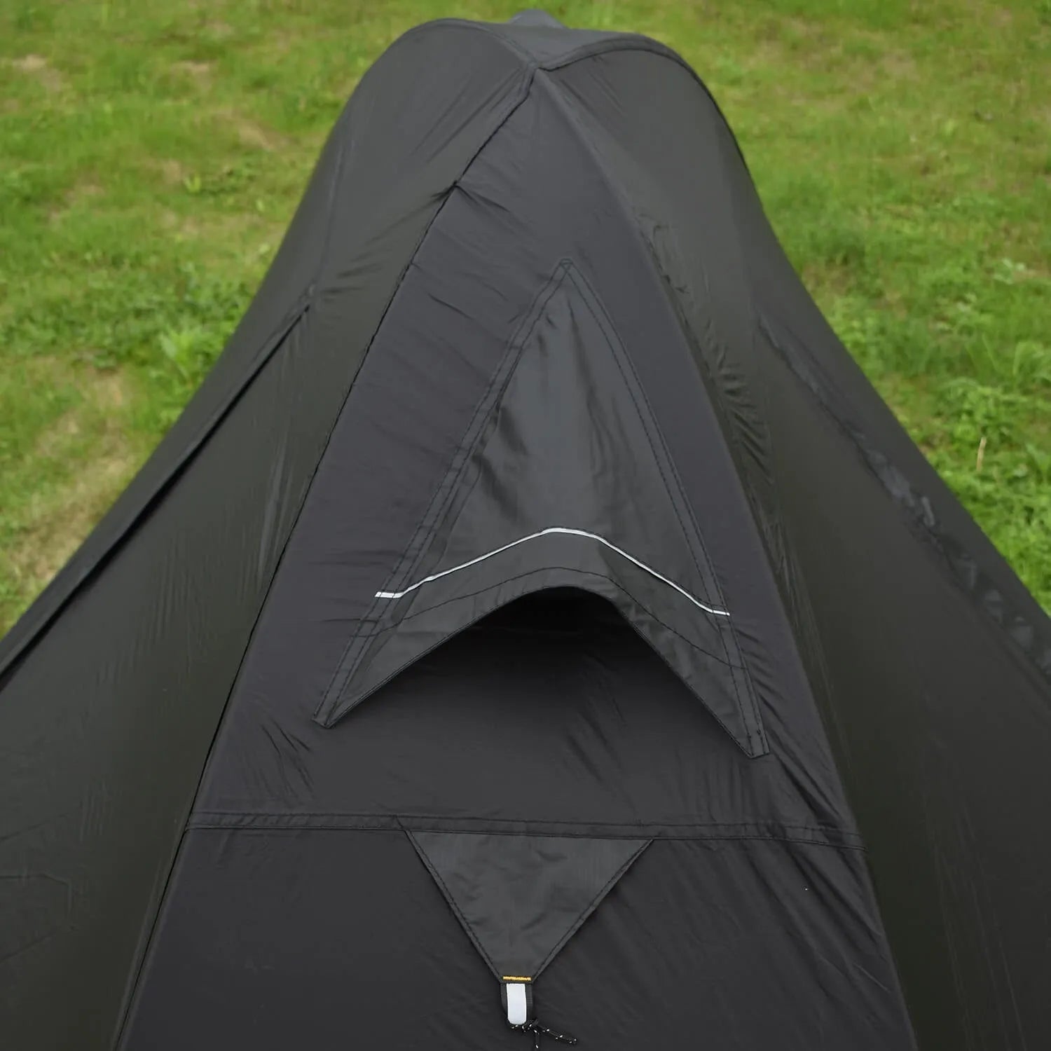 Single person camping tent with aluminium poles in red colour showing double-layer construction