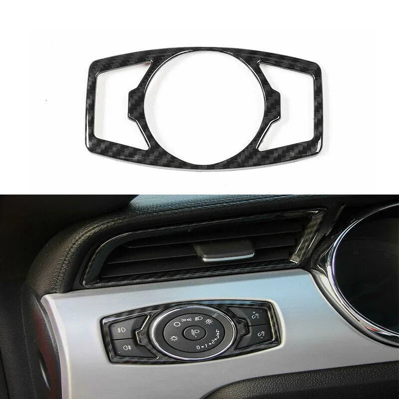 Carbon fibre decorative patch for Ford F150 Raptor headlight control housing on dashboard
