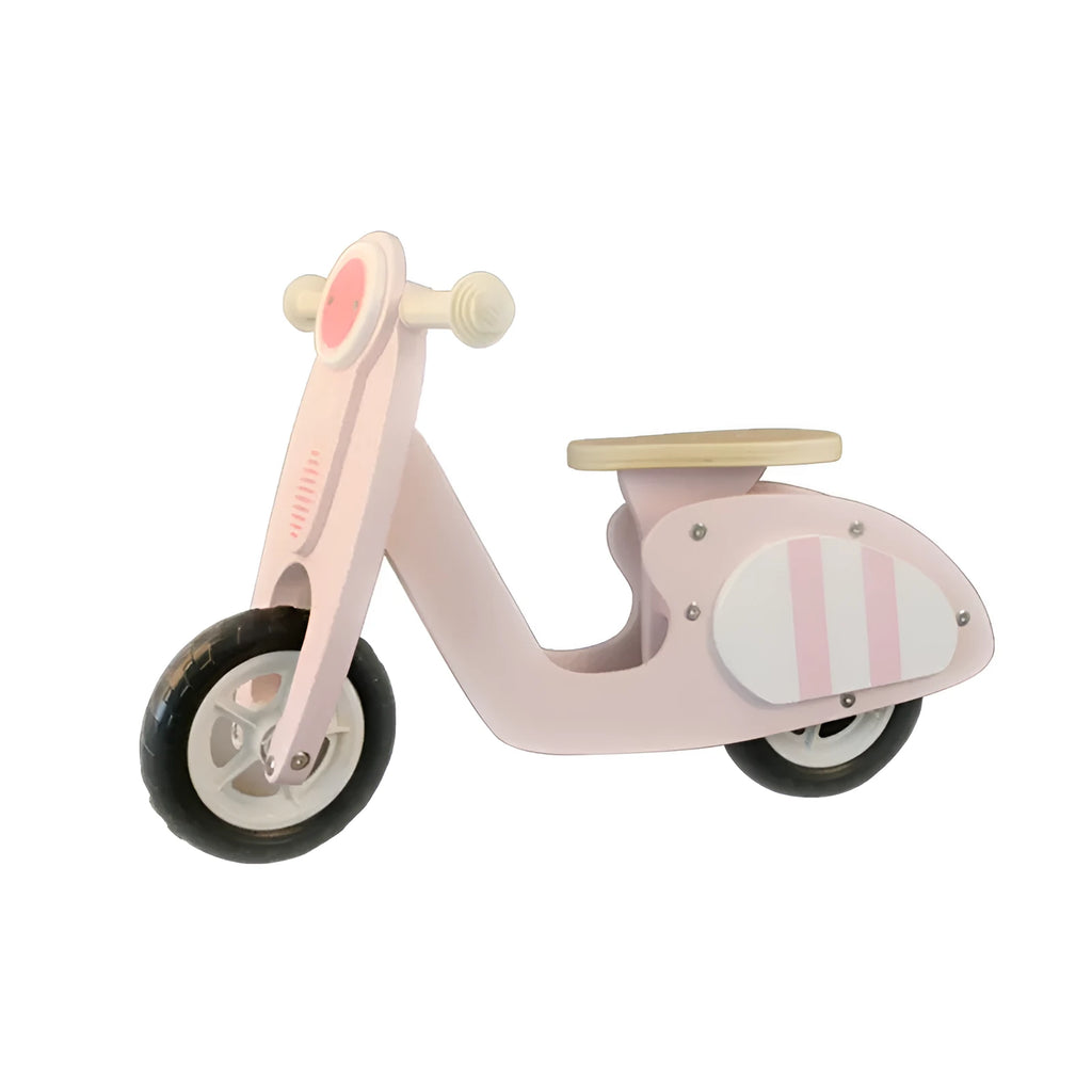 Pink wooden toddler balance scooter for boys and girls aged 1-6 years
