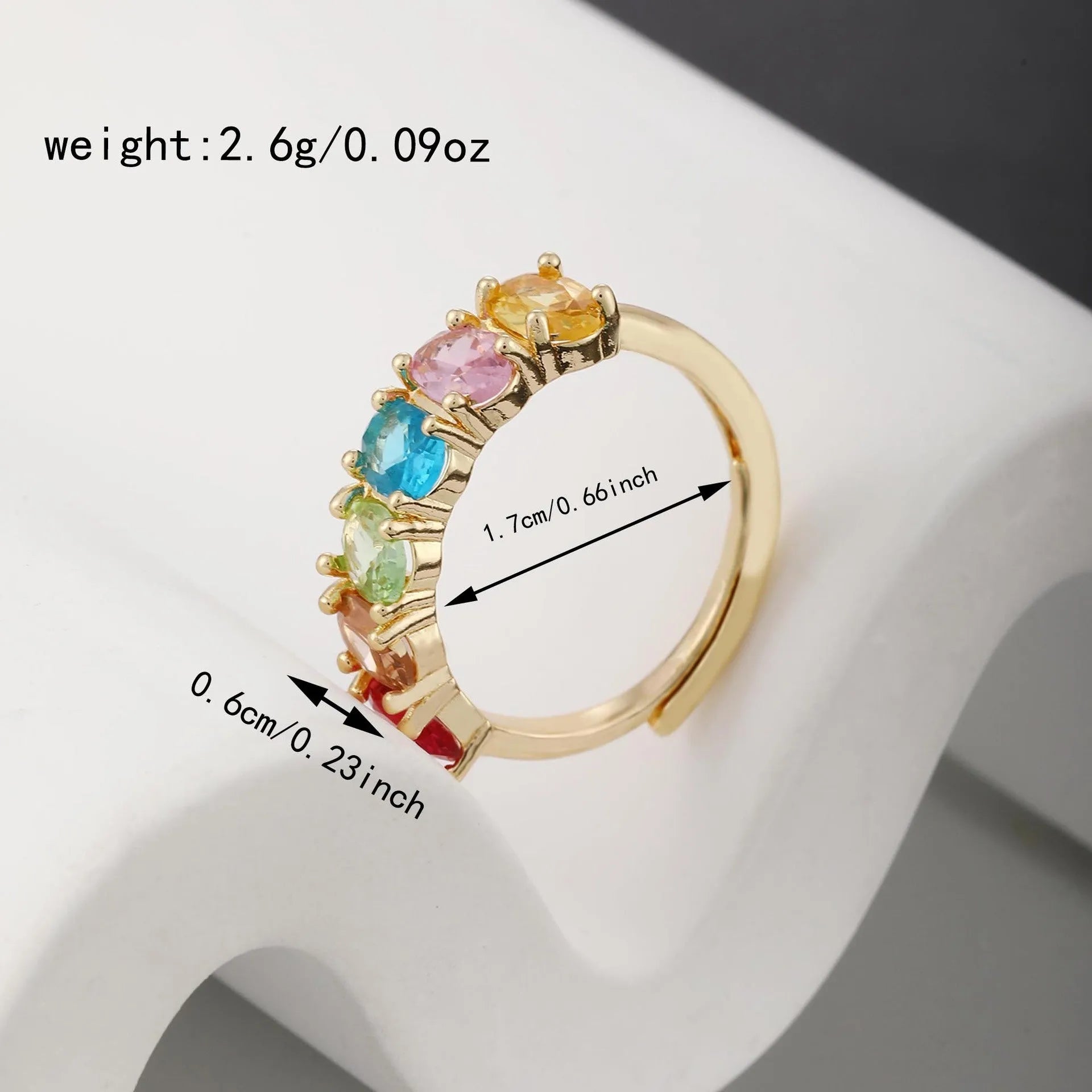 Gold electroplated adjustable women's ring with retro zircon stone on copper base