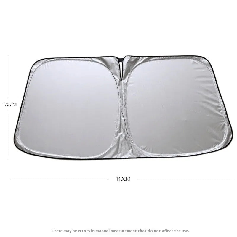 Aluminium foil car sunshade for heat and UV protection in silver colour