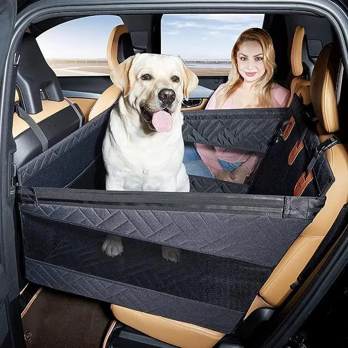 Grey water resistant dog bed measuring 56cm square with 40cm sides