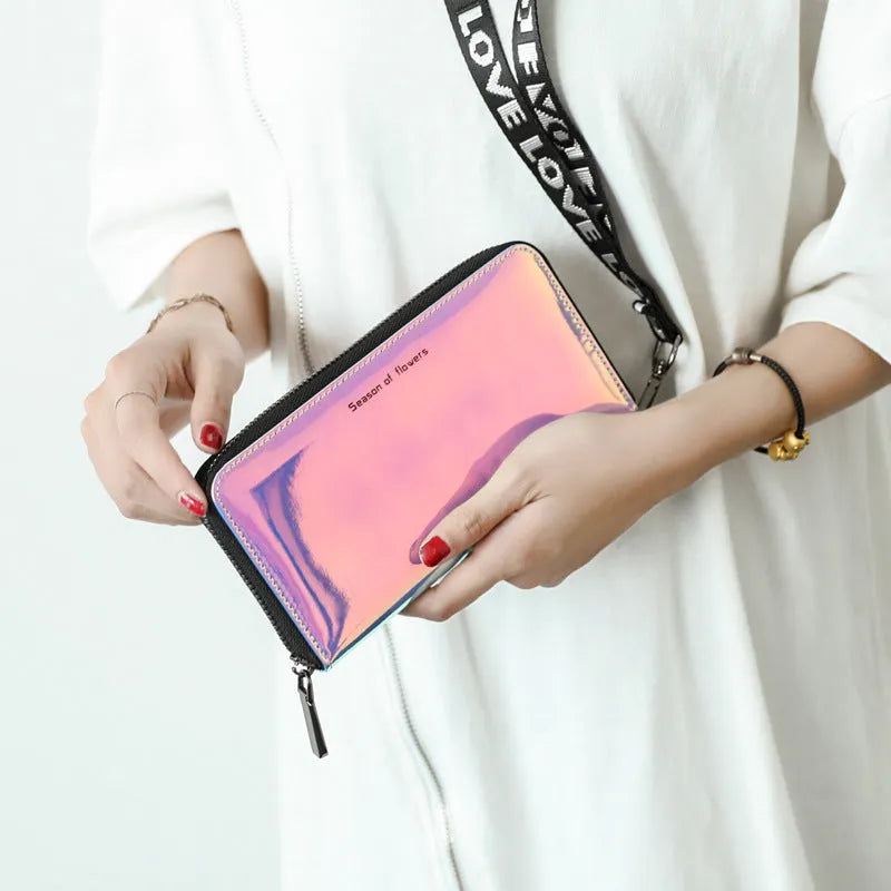 Women's short folding Korean style wallet in PU leather with 11cm compact dimensions