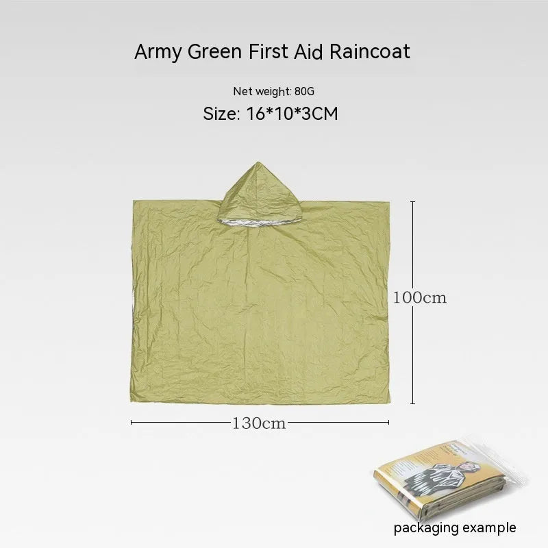 Emergency disaster relief tent kit with orange sleeping bag and whistle survival gear
