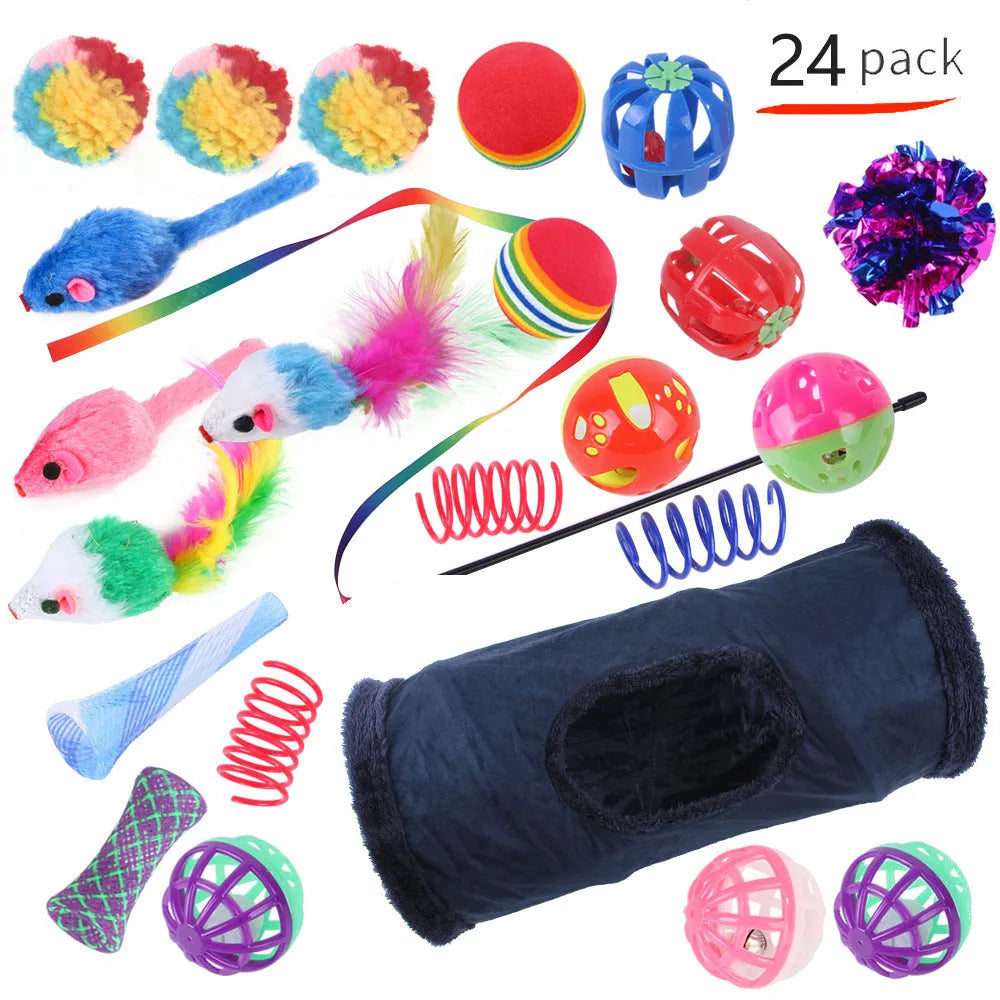 Plastic cat channel toy maze with colourful tracks and accessories for feline play