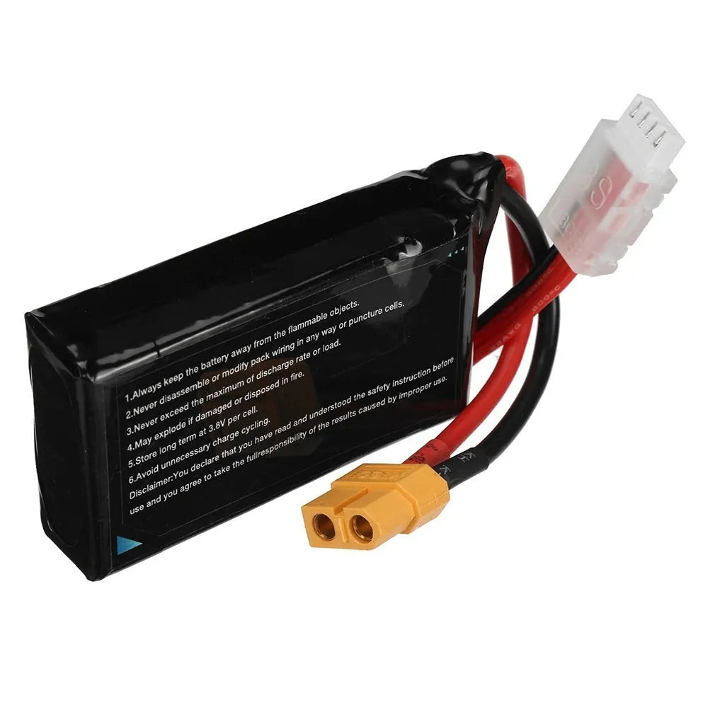 Black 7.4V 1200mAh lithium battery for RC remote control model cars and ships