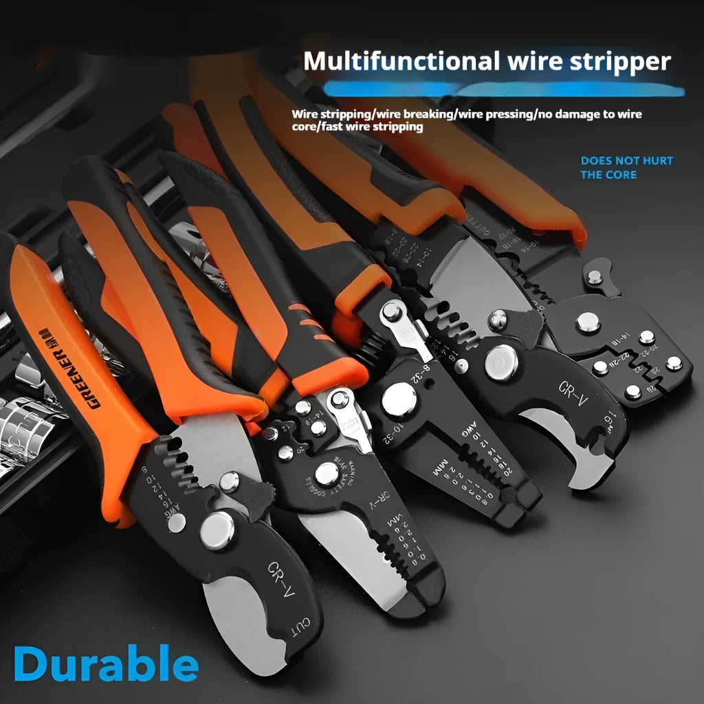 Fully automatic wire stripping pliers with high carbon steel blades for electricians