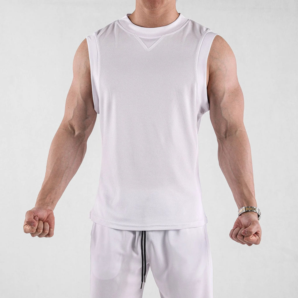 Men's quick-dry workout vest in black with loose fit design for summer sports