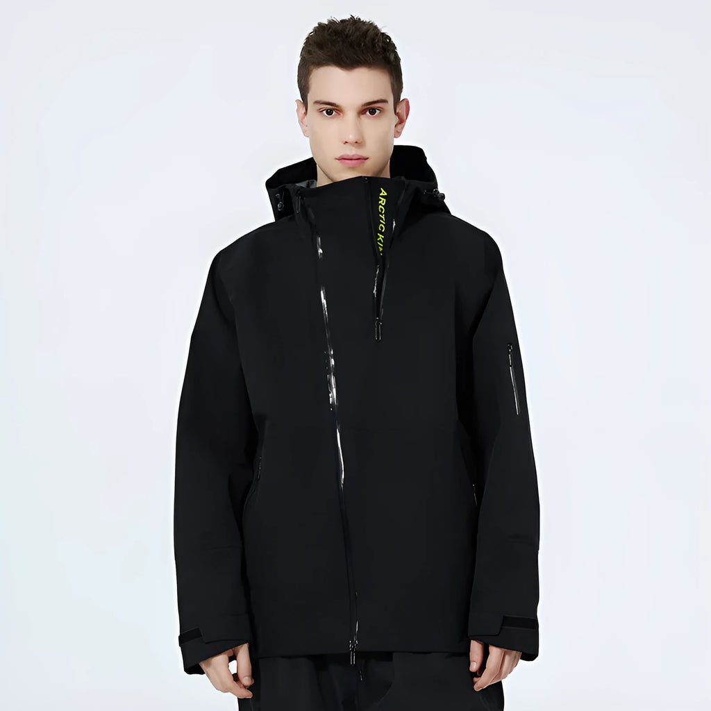 Men's and women's windproof waterproof ski suit in yellow, black, grey, or liner colour options
