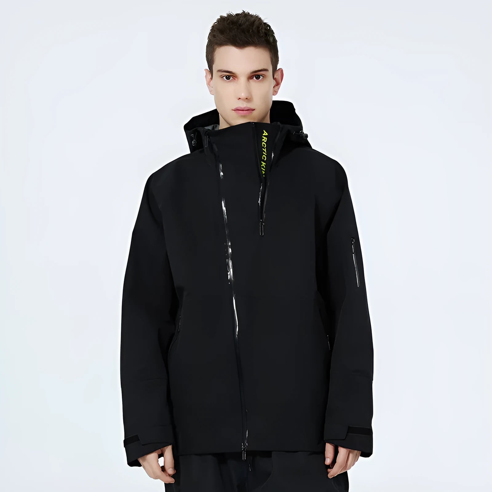 Men's and women's windproof waterproof ski suit in yellow, black, grey, or liner colour options