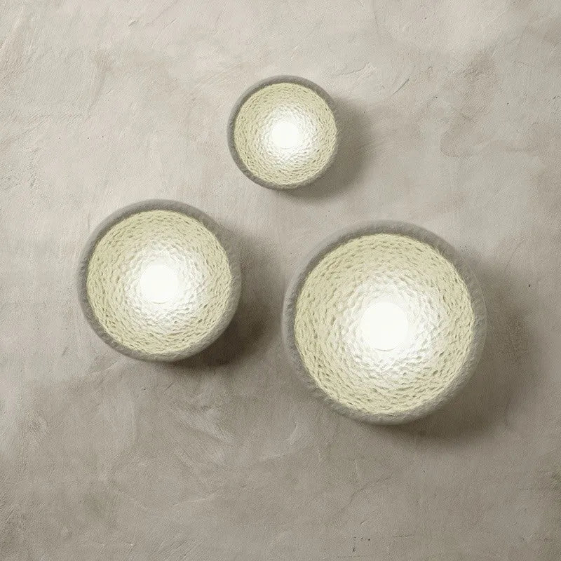 Japanese-style simple wall lamp with resin shade in three diameter sizes