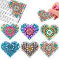 Six handmade PU leather bookmarks with stick-on crystal flower corners in modern simplicity style