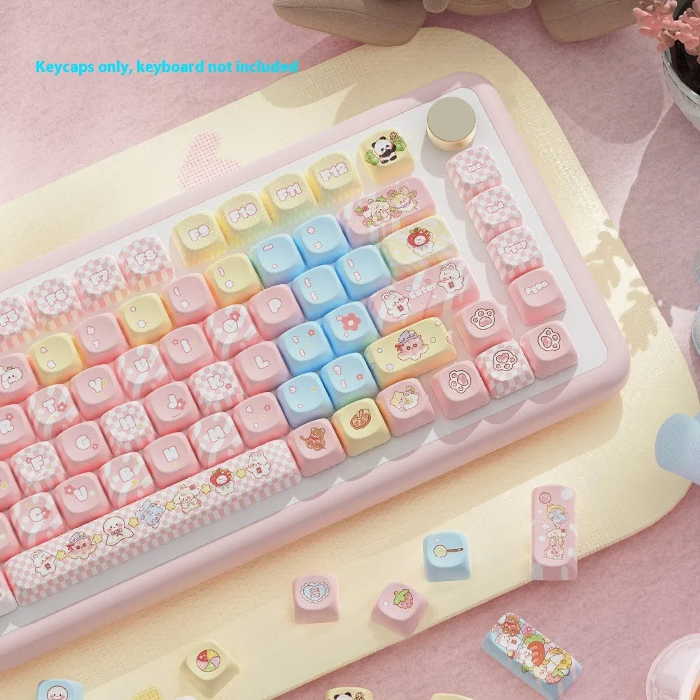Clip Doll mechanical keyboard keycaps with sublimation printed cute designs for keyboard customisation
