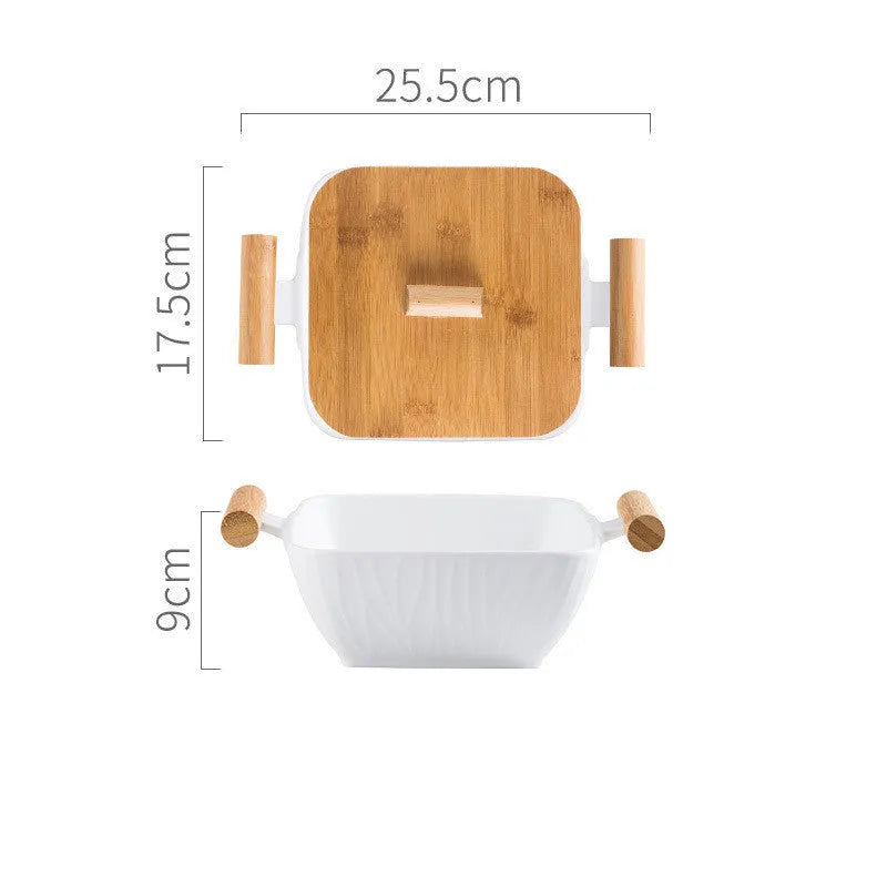 Porcelain bowl with lid in irregular shape design available in multiple colours