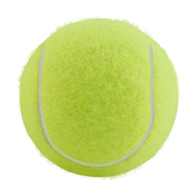 6.3cm bite-resistant rubber dog tennis ball in assorted colours including pink, blue, and green.
