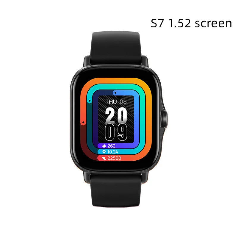 GT20 smartwatch with black alloy case and silicone band showing 1.75-inch touch screen display
