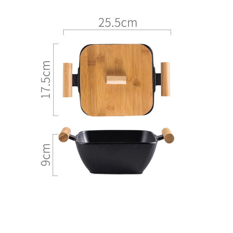Porcelain bowl with lid in irregular shape design available in multiple colours