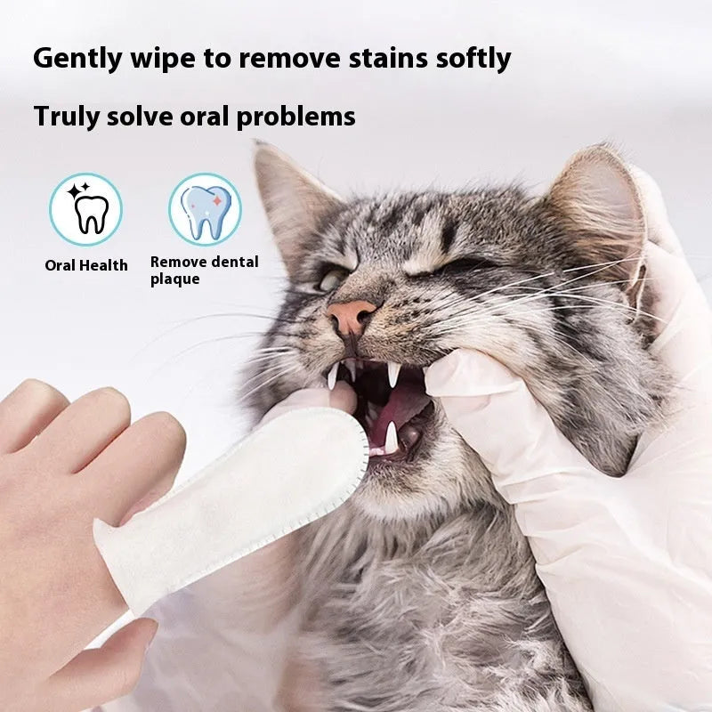 Pack of 50 non-woven fabric pet dental cleaning finger stalls for cats and dogs