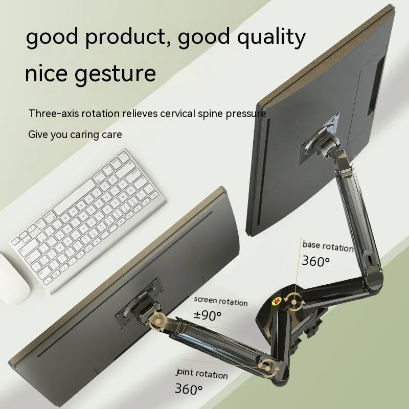 Aluminium dual monitor bracket for VESA 75x75-100x100mm compatible screens.