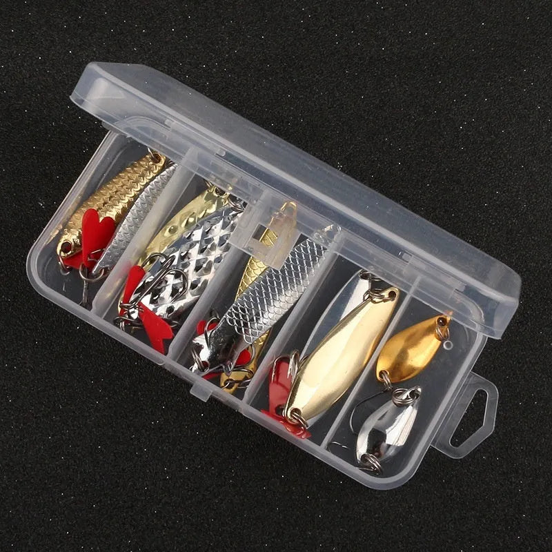 Pineapple sequin fishing lures in gold and silver colours with metal sequins on iron false bait bodies