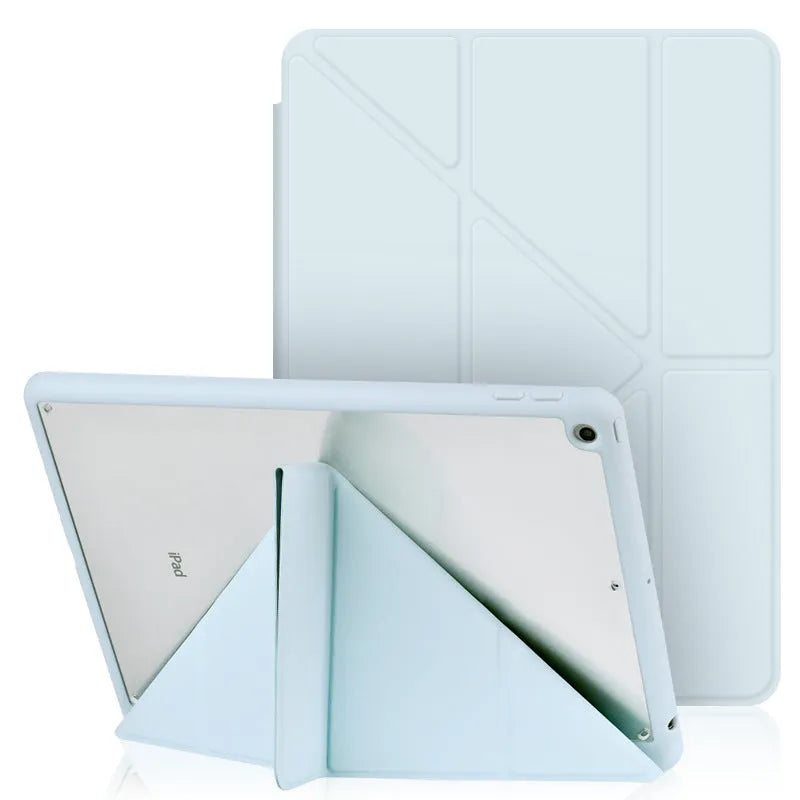 Acrylic Y folding iPad protective case in dark grey with built-in bracket and pen slot