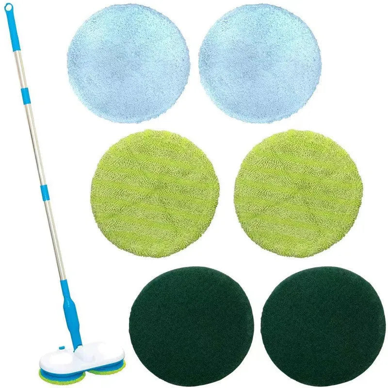 Wireless electric floor mop with handheld charging unit and washable microfiber cloths