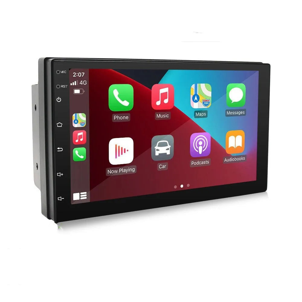 Black universal car GPS navigation MP5 player with 7-inch screen and integrated radio functions
