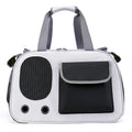 Yellow foldable canvas pet carrier backpack shown from the side.