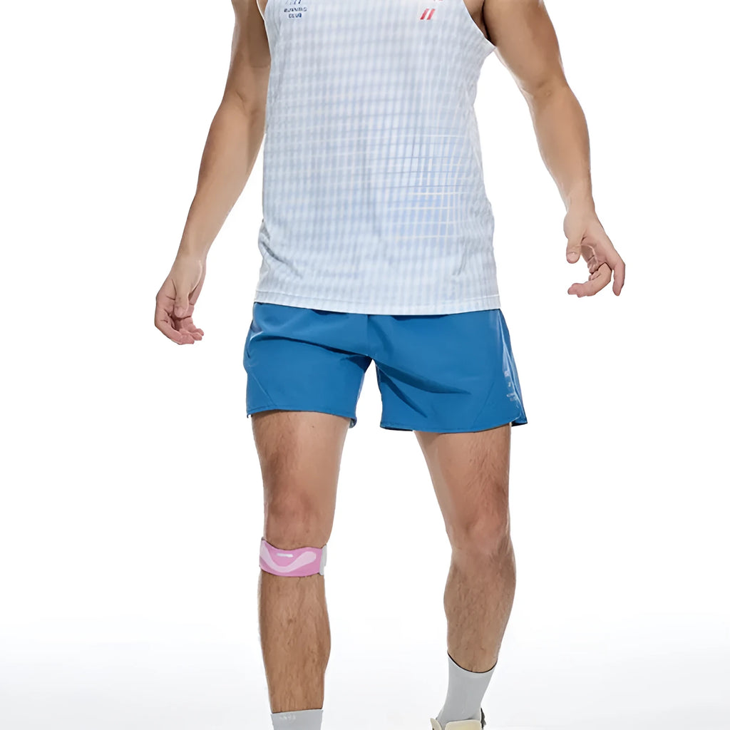 Men's black spandex running shorts with laser-stitched seams for breathability, shown in an athletic pose.