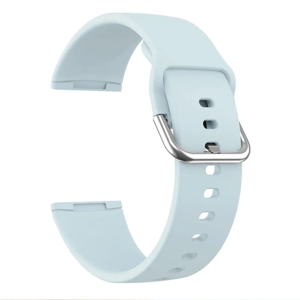 Fitbit Versa 3 and Sense 2 silicone replacement strap with silver buckle in one of twelve colour options.