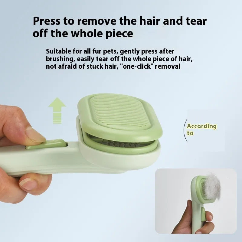 Large pet grooming comb with stainless steel blades for cat and dog hair removal in light grey colour