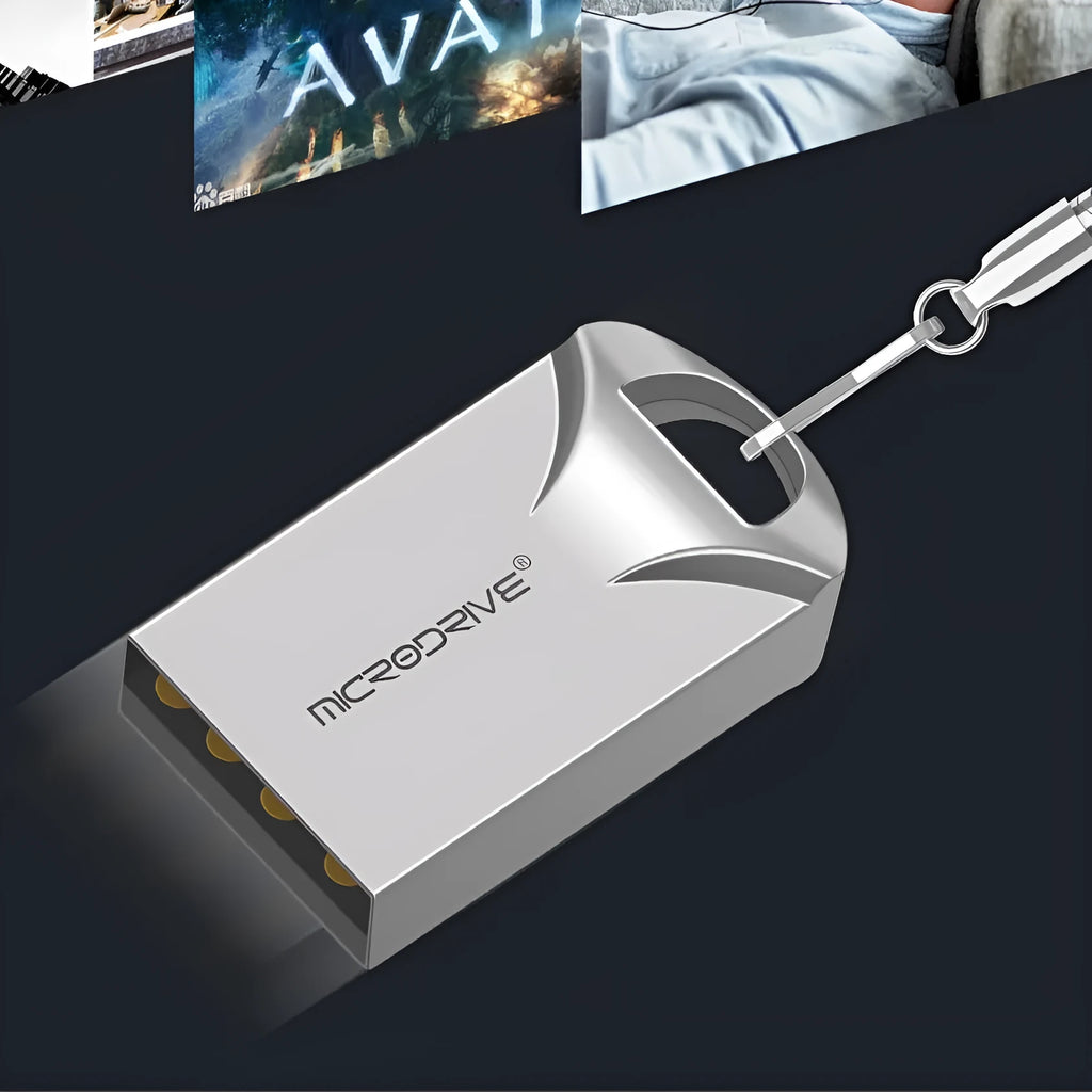 Small black or silver metal USB flash drive showing compact size and USB connector