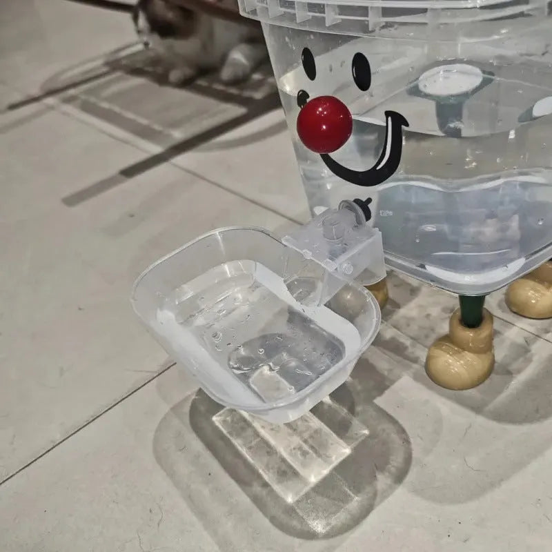 Automatic cat water dispenser in ABS, 3L, red nose yellow green feet or yellow nose orange white feet