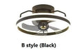 Modern ceiling fan with integrated light fixture showing 50cm diameter and acrylic lampshade
