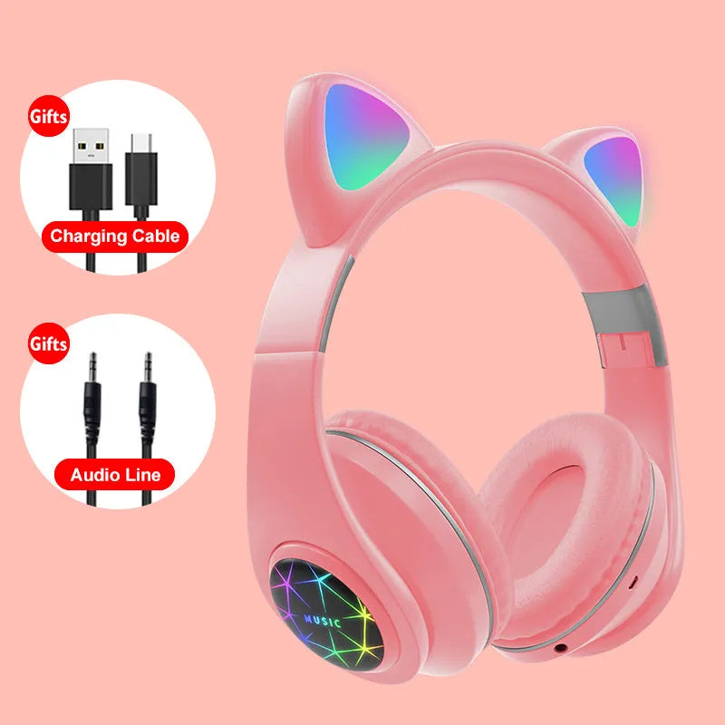 Cat ear wireless Bluetooth sports headset in six colour options with head-mounted design