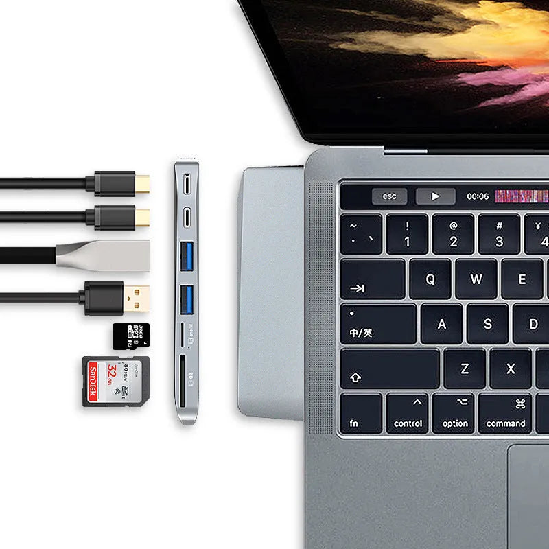 8-in-1 computer card reader conversion head for MacBook Pro with USB-C connection
