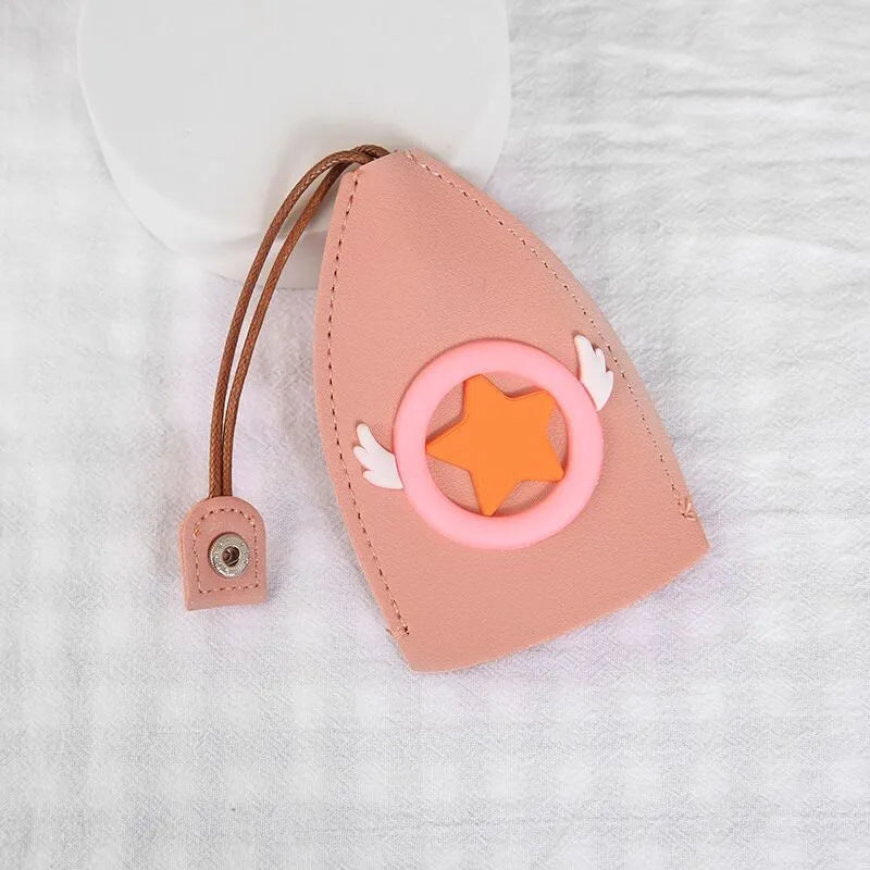 Colourful cartoon pull-out key case made from PU leather showing design options